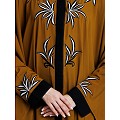 Front open kaftan with embroidery work- Mustard Front open kaftan with embroidery work- Mustard